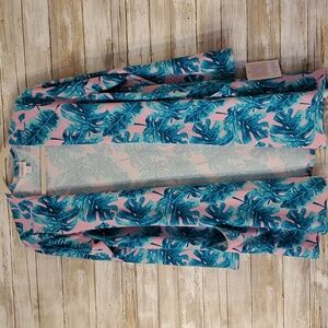 LulaRoe Caroline Tropical Print lightweight Sweater Cardigan M